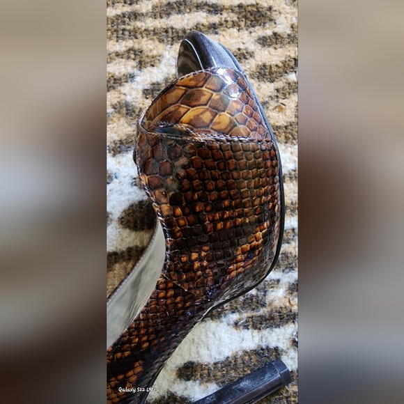 GIANNI BINI Genuine Leather Snake Skin Look Slingback Open Toe Pumps US 8 - Picture 4 of 6